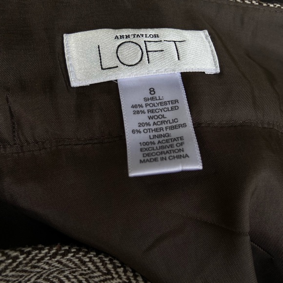 Ann Taylor LOFT Wool Blend Herringbone Sequin Detail A-Line Skirt - Picture 5 of 5